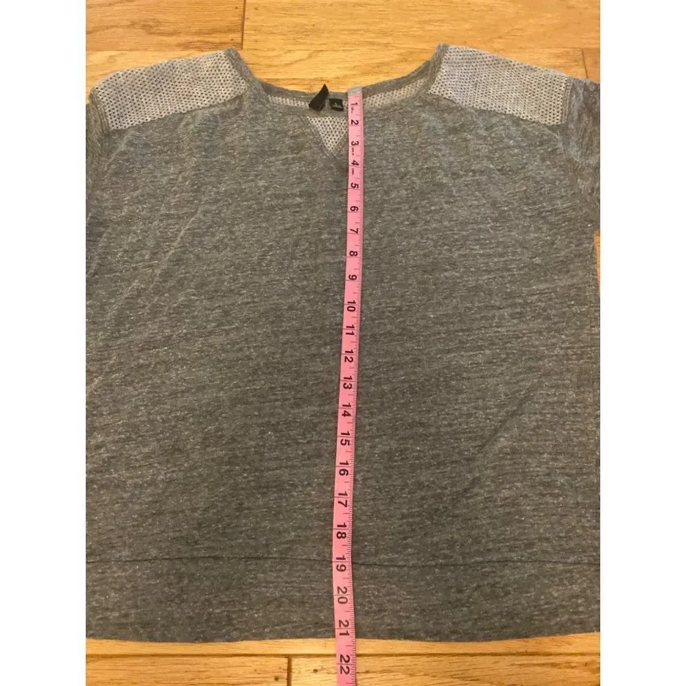 Cynthia Rowley women's casual grey cotton blend mesh shoulders shirt size large - Picture 7 of 9